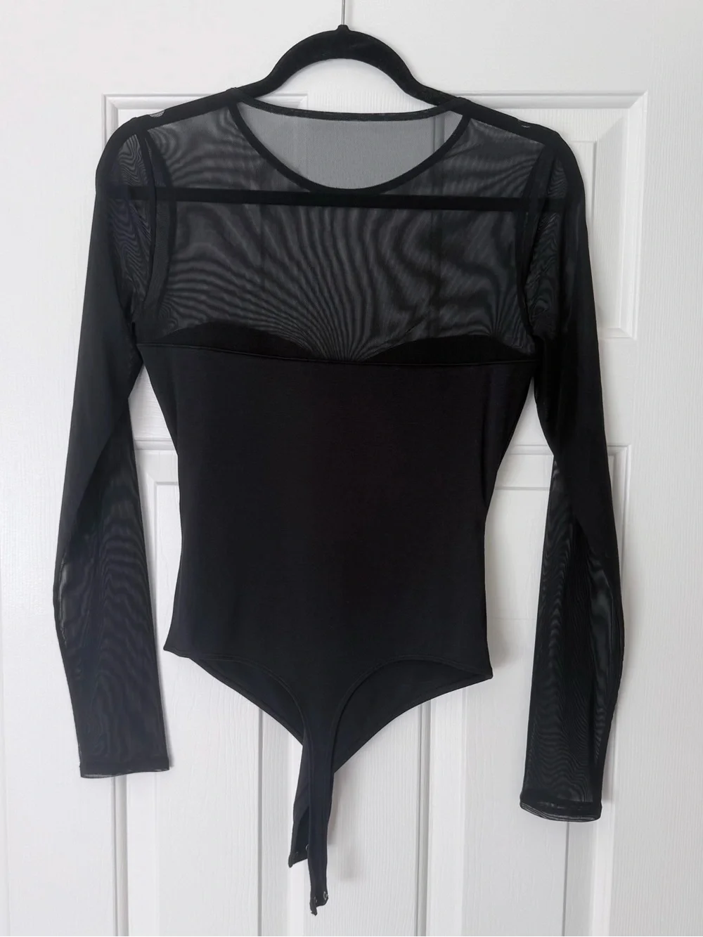 Abercrombie & Fitch Black Sheer Twist Long-Sleeve Bodysuit